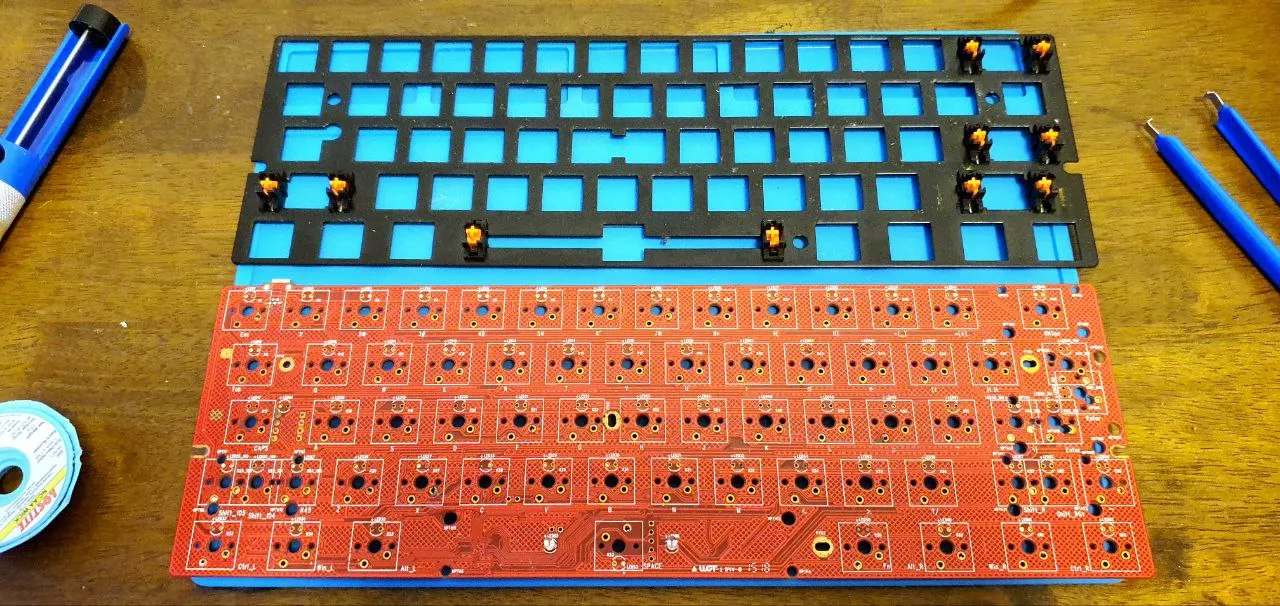 The PCB and plate separated.