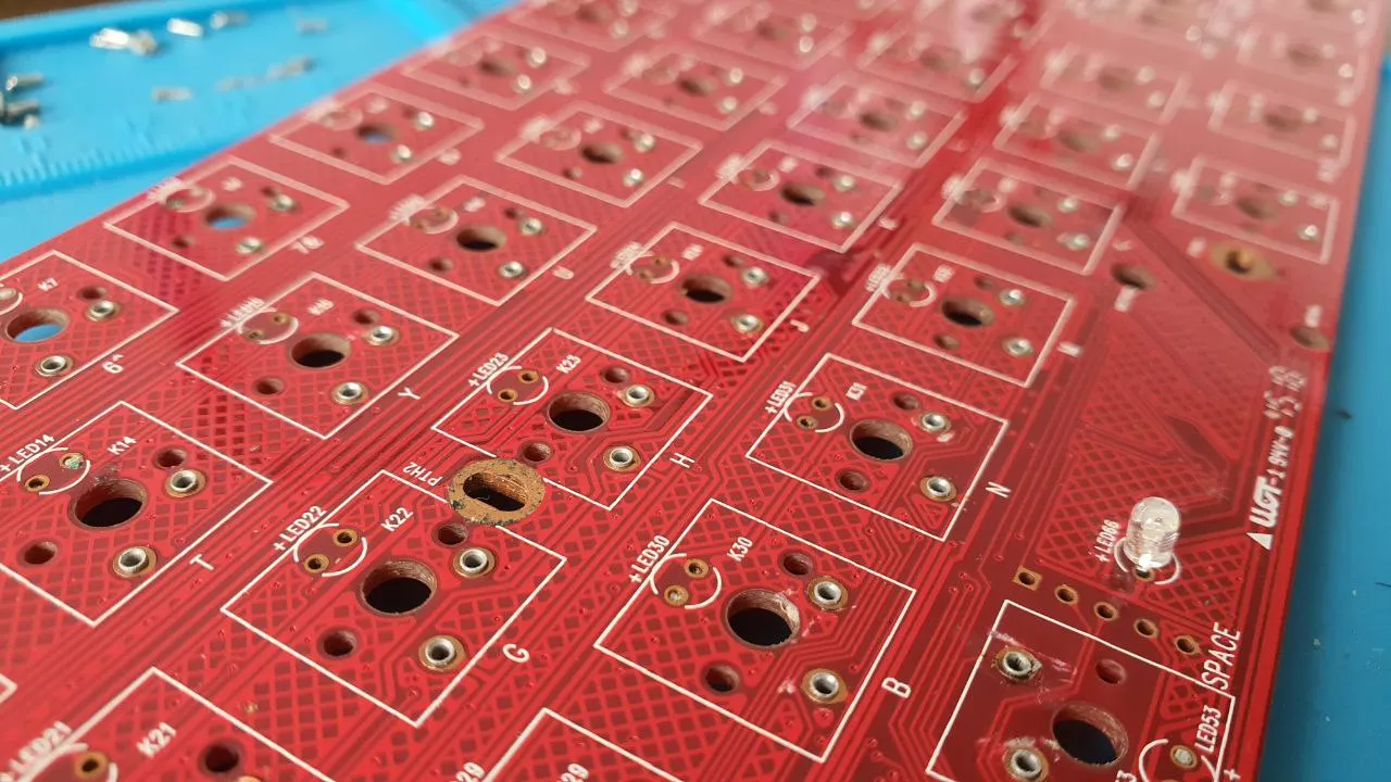 A photo showing holtites placed in PCB sockets.