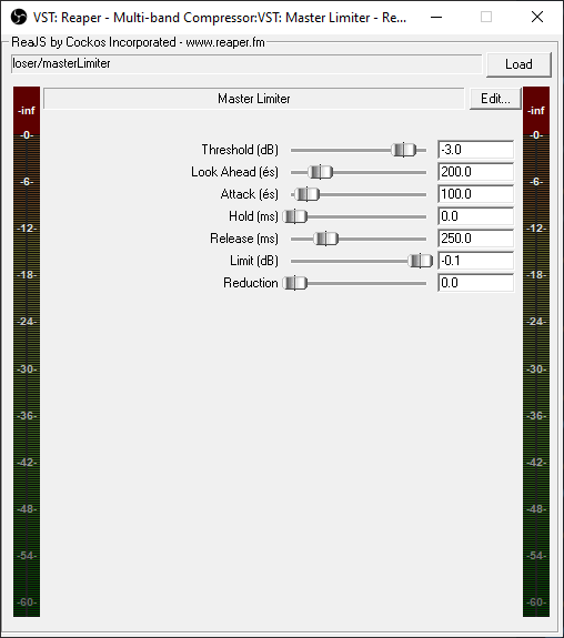 Reaper master limiter configuration